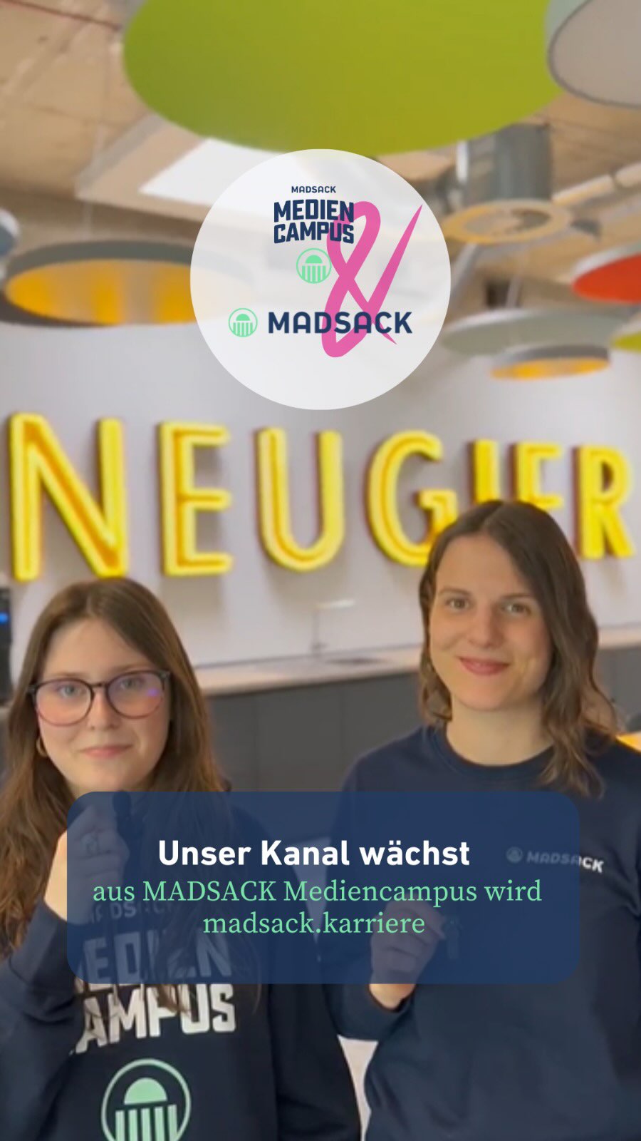 Unser Kanal wächst – und das feiern wir! 🎉
Bisher konntet ihr hier vor allen Dingen unsere Nachwuchstalente wie die Azubis und Volos begleiten – ab sofort zeigen wir euch noch mehr Einblicke aus der Arbeitswelt bei MADSACK und erweitern unseren Kanal. Wir nehmen euch mit und zeigen euch was es bedeutet die Zukunft bei MADSACK zu gestalten. Vielleicht beginnt ja auch deine Story bald hier!

#madsack #mmc #medien #karrierebeiMADSACK